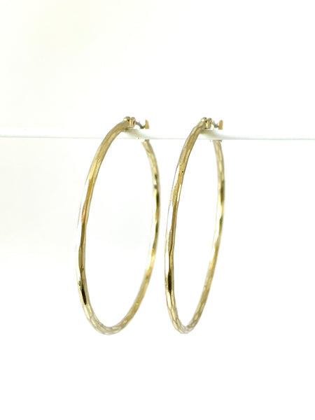 Yellow Gold Plated Sterling Silver 1.93 inch Hoop Earrings 49mmx2.5mm –  BringJoyCollection